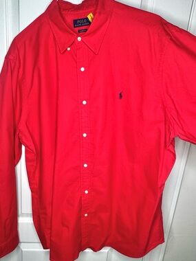 Polo by Ralph Lauren Men's Bright Red/orange Button-Down Shirt